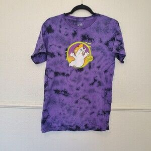 Buc-ee's Halloween Hey Boo Ghost Tie-Dye T-Shirt Unisex Purple Black Size S